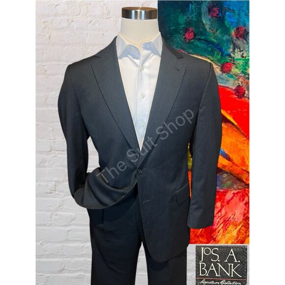 Jos A Bank Signature 42R Charcoal Gray Blazer Sport Coat Suit Jacket - Picture 1 of 14